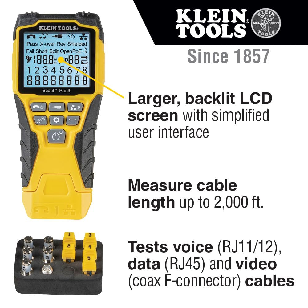 VDV501-851 Professional Cable Tester Kit with Scout Pro 3 for Ethernet, Coaxial, and Telephone Cables, Includes 5 Locator Remotes