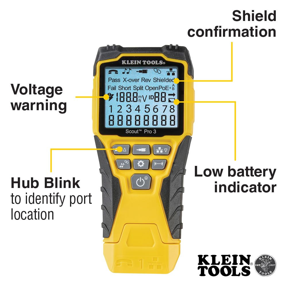 VDV501-851 Professional Cable Tester Kit with Scout Pro 3 for Ethernet, Coaxial, and Telephone Cables, Includes 5 Locator Remotes