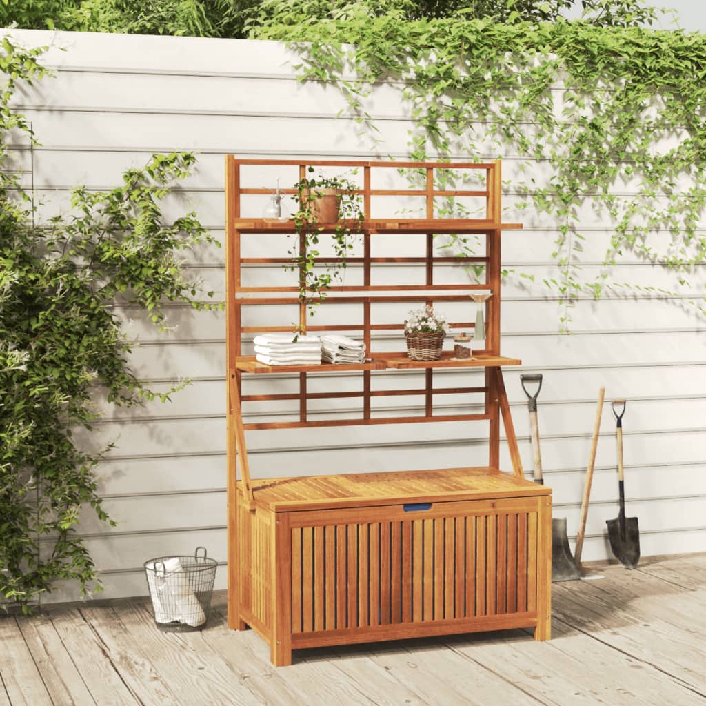 vidaXL Storage Box with Trellis Tool Chest Home Organizer Solid Wood Acacia-2