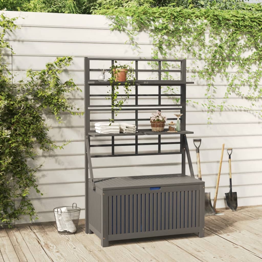 vidaXL Storage Box with Trellis Tool Chest Home Organizer Solid Wood Acacia-5