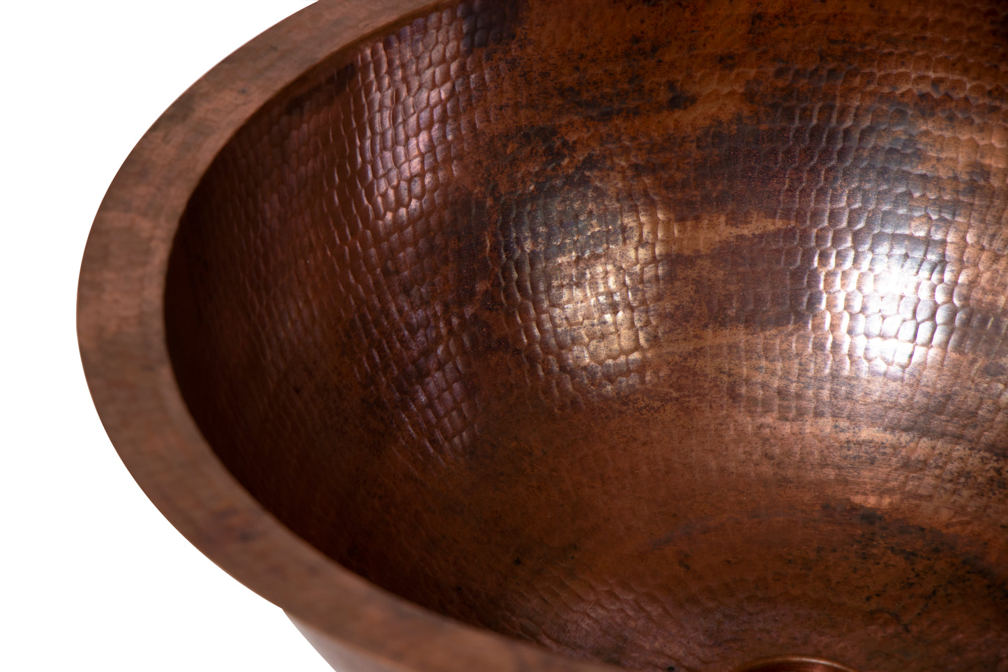 17" Round Hammered Copper Bathroom Sink