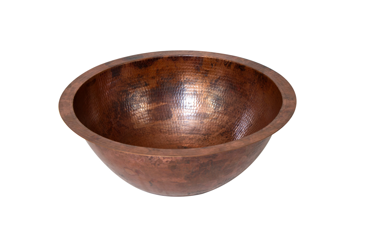 17" Round Hammered Copper Bathroom Sink