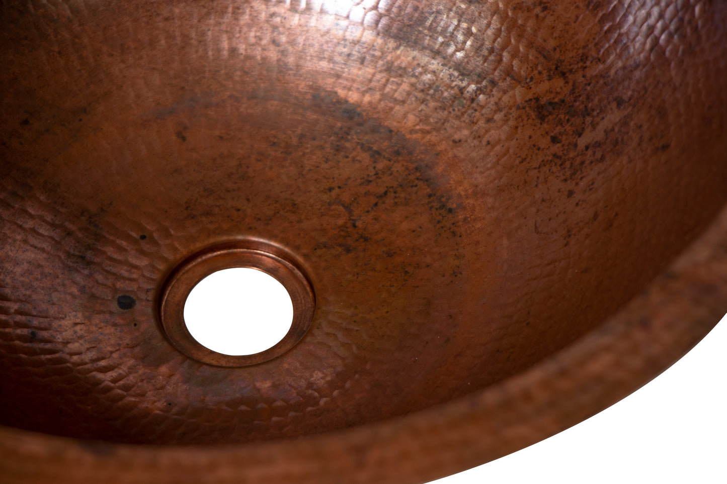 17" Round Hammered Copper Bathroom Sink